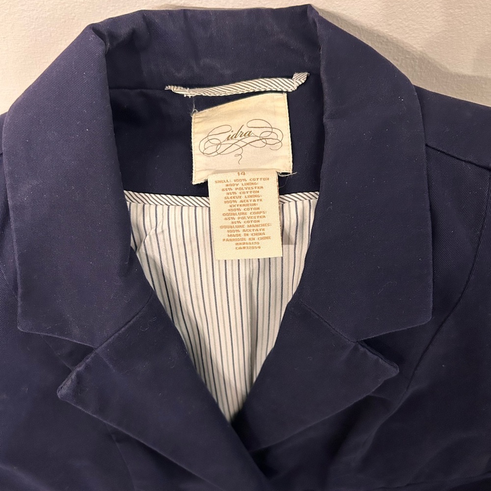 Cidra Anthropologie peplum fitted blazer navy